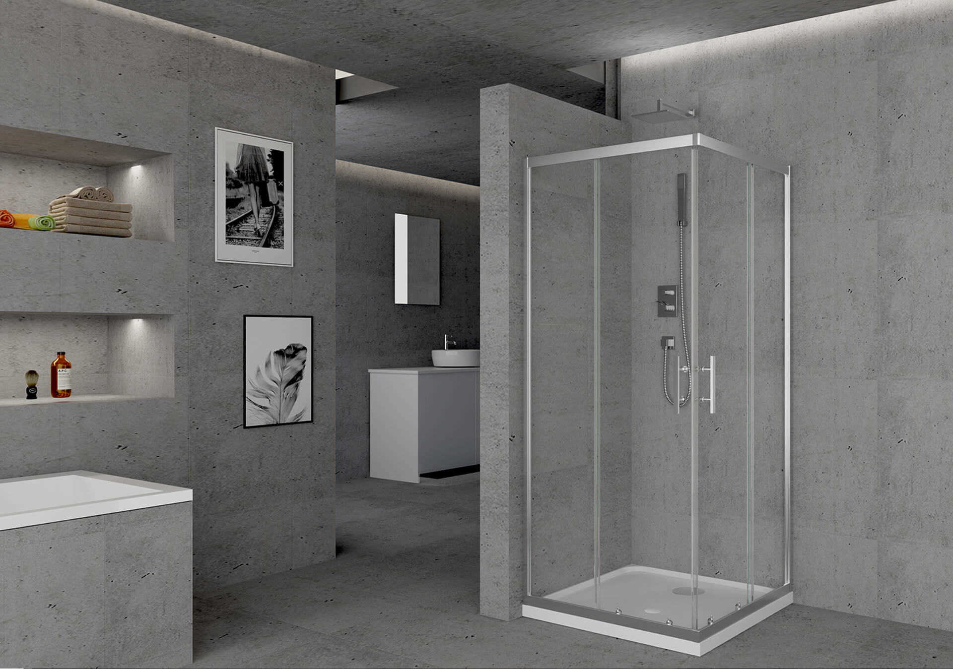 带框方形双门淋浴房：浴室的完美点缀