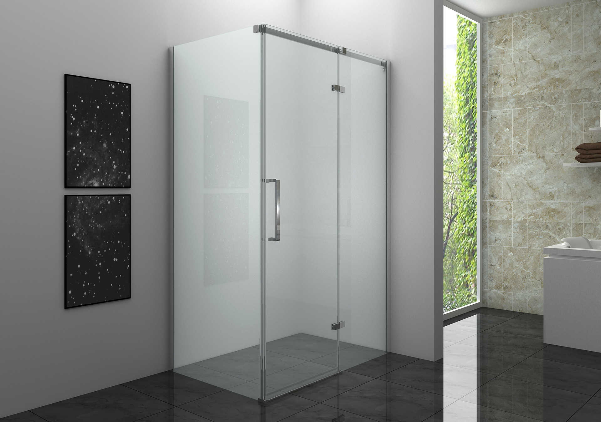 转角双门象限淋浴房是一种设计用于安装在浴室角落的淋浴房